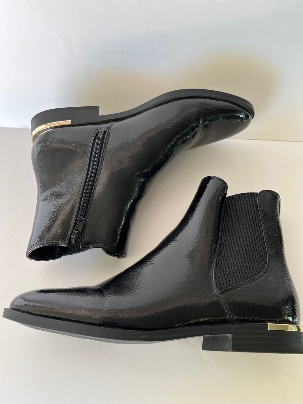 Nine West Black Iridescent Patent Ankle Boots
